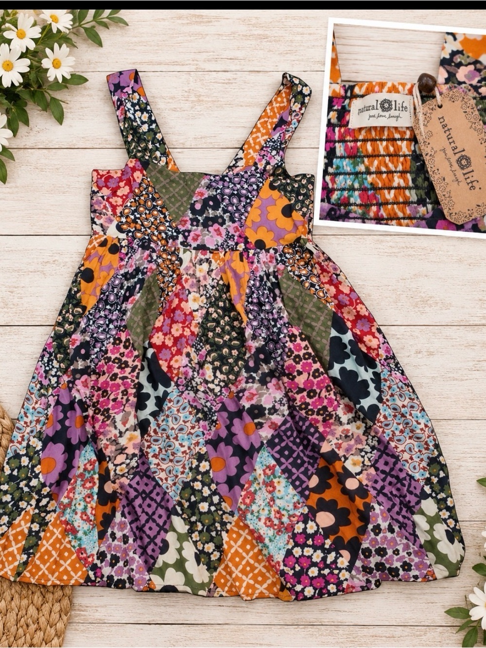 NATURAL LIFE Patchwork Floral Sundress - NWT